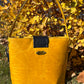 Mustard and Navy Blue Leather Purse