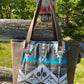 Teal and Brown Toned Wool and Brown Leather Tote