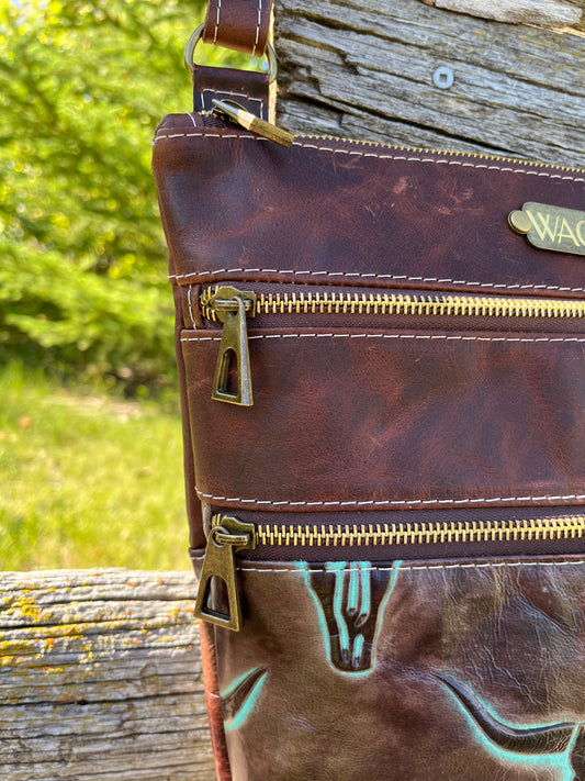 Longhorn Leather Crossbody Purse