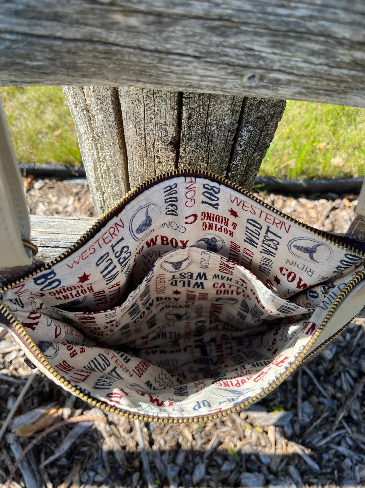 Mottled Leather and Wool Crossbody Purse