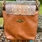 Alligator Embossed and Cognac Leather Crossbody Purse