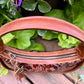 Floral Embossed and Cognac Leather Purse