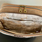 Distressed Leather and Wool Crossbody Purse