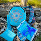 Teal 3 piece leather sling, wallet and coin pouch set