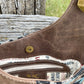 Distressed Brown Leather and Wool Crossbody Purse