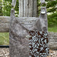 Grey Mottled Leather and Embossed Leather Crossbody Purse