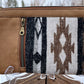 Camel Leather and Wool Wristlet