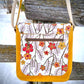 Yellow Leather with Floral Leather Flap Purse