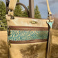 Horse Engraved Leather Crossbody Purse