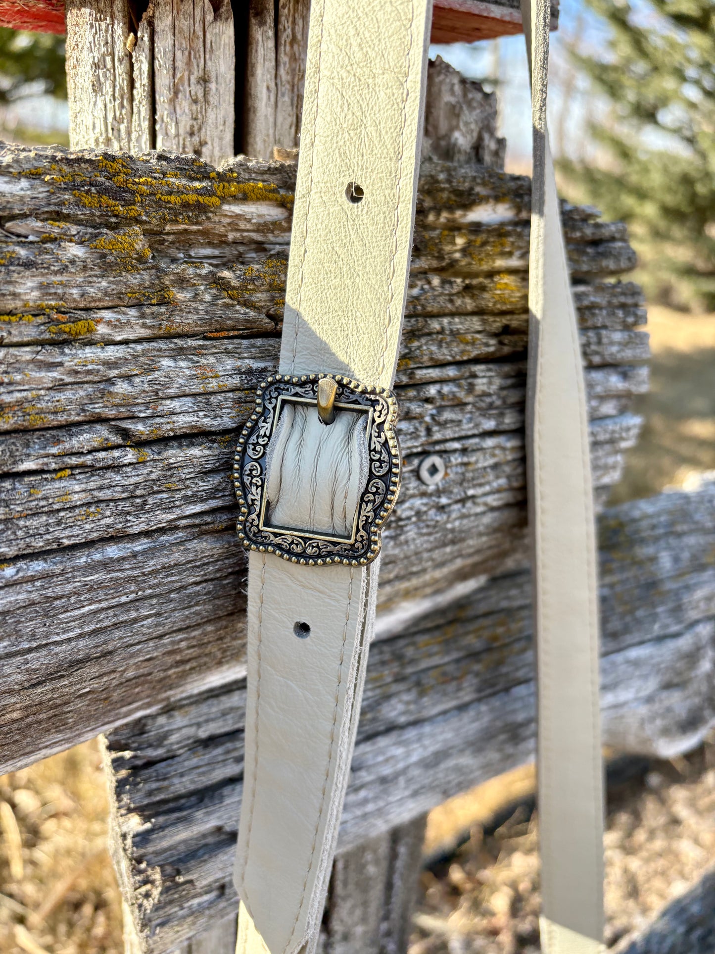 White Mongolian Sheepskin and Purple Embossed Leather Crossbody
