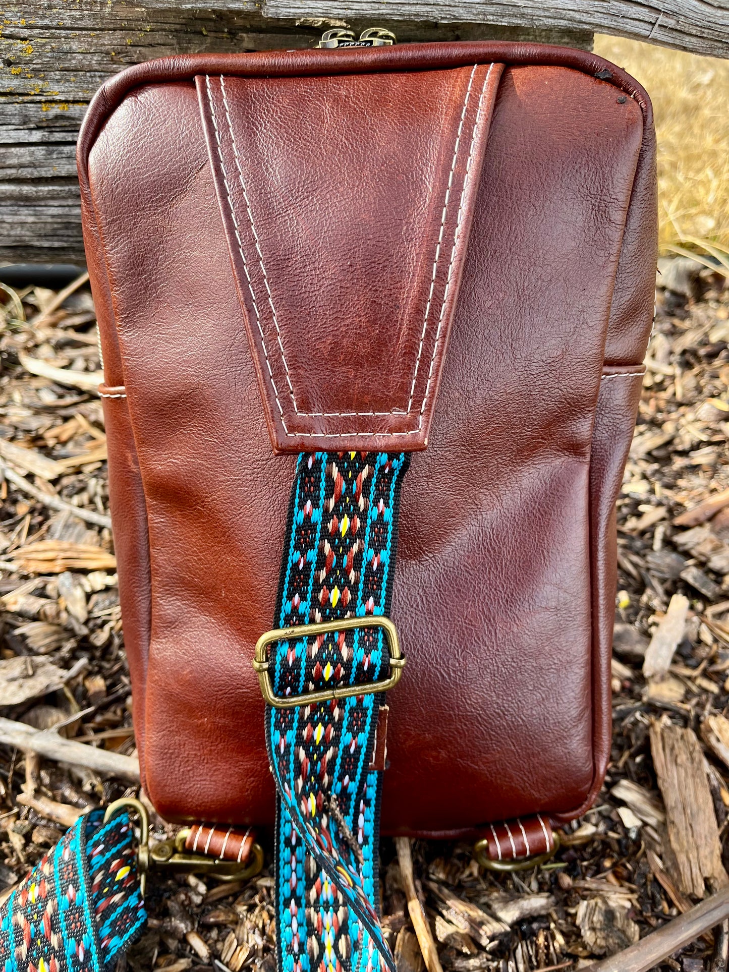 Rich Brown Leather and Wool Sling