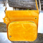 Yellow Leather with Floral Leather Flap Purse