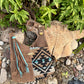 Distressed Brown Leather and Wool Crossbody Purse