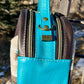 Teal and Brown Leather and Wool Handbag
