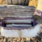 White Mongolian Sheepskin and Purple Embossed Leather Crossbody