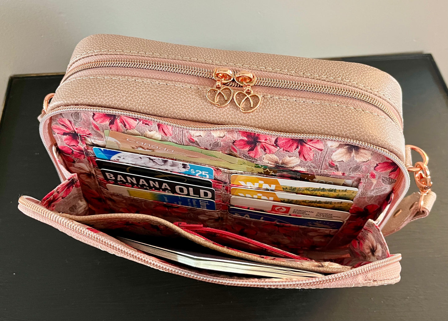 Pink Leather Crossbody Purse