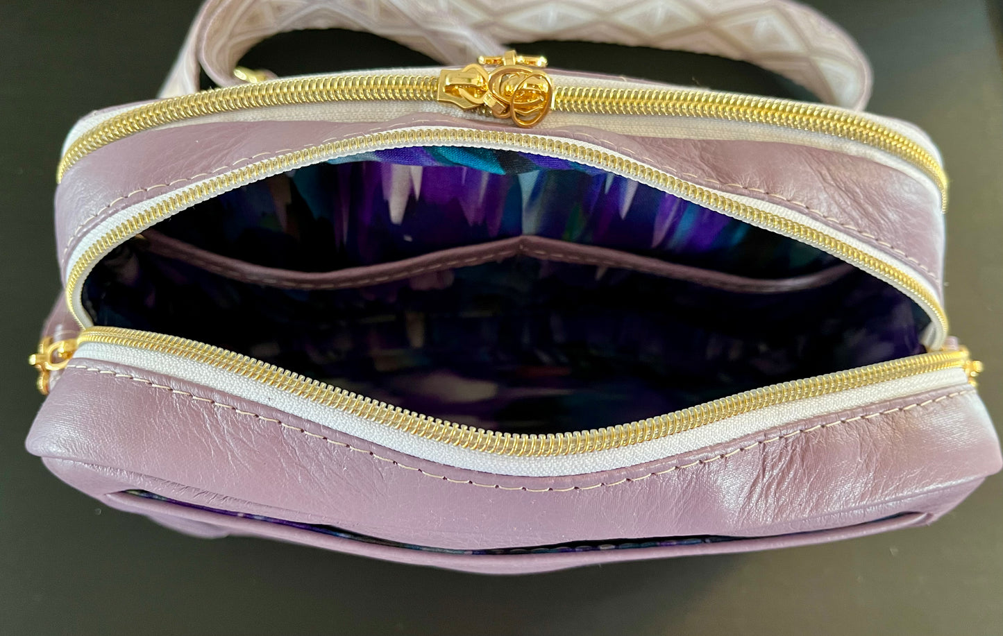 Lavender Leather Crossbody Purse