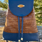 Navy Blue and Croc Embossed Leather Convertible Sling/Backpack