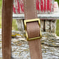 Distressed Brown Leather and Wool Crossbody Purse