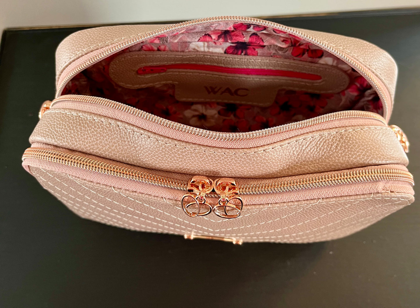 Pink Leather Crossbody Purse
