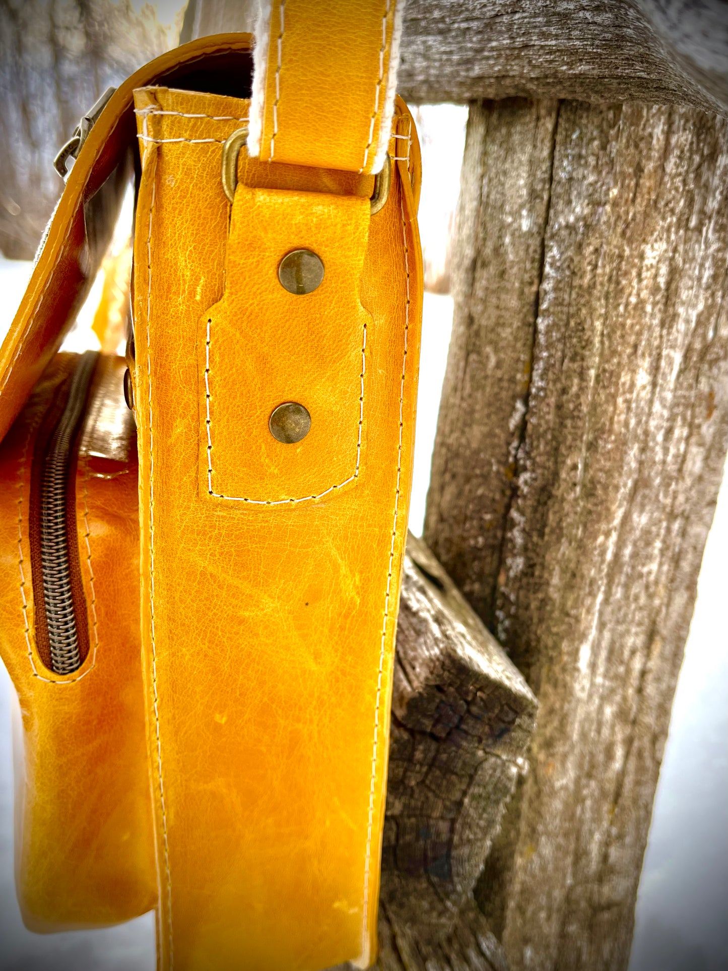 Yellow Leather with Floral Leather Flap Purse