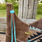 Distressed Brown Leather and Wool Crossbody Purse