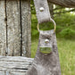 Grey Mottled Leather and Embossed Leather Crossbody Purse