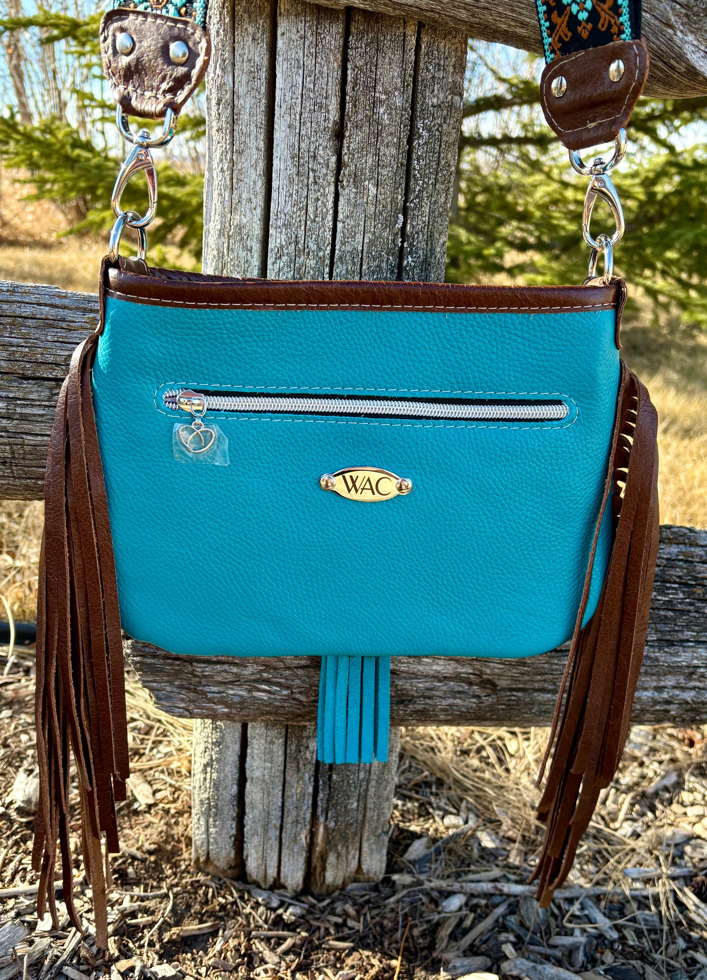 Brindle Hair on Hide Fringe Crossbody Purse