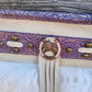 White Mongolian Sheepskin and Purple Embossed Leather Crossbody