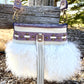 White Mongolian Sheepskin and Purple Embossed Leather Crossbody