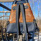 Navy Blue and Croc Embossed Leather Convertible Sling/Backpack