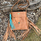 Fringe Cognac Leather Crossbody Purse