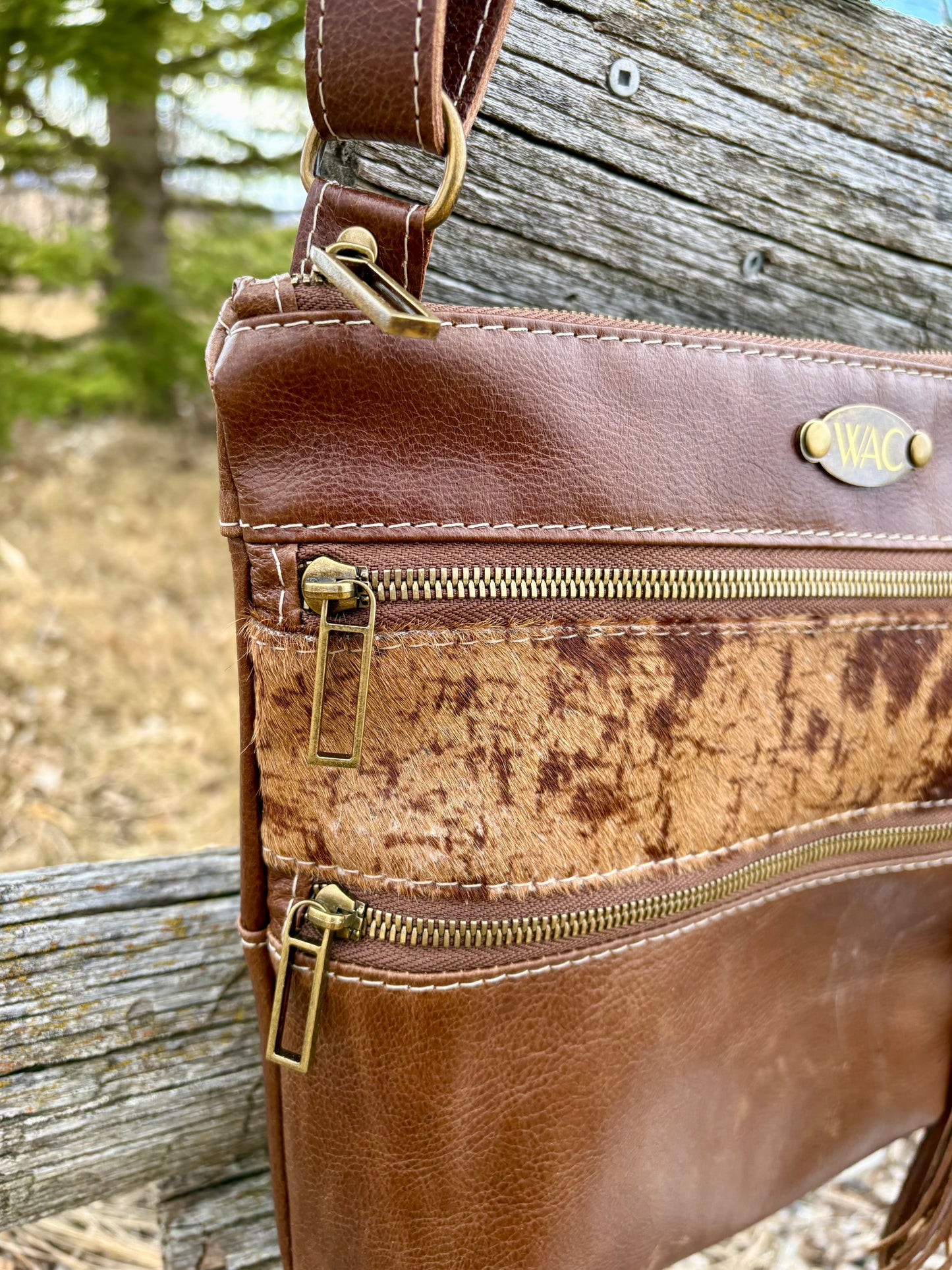 Chestnut Brown And Hair on Hide Crossbody Purse