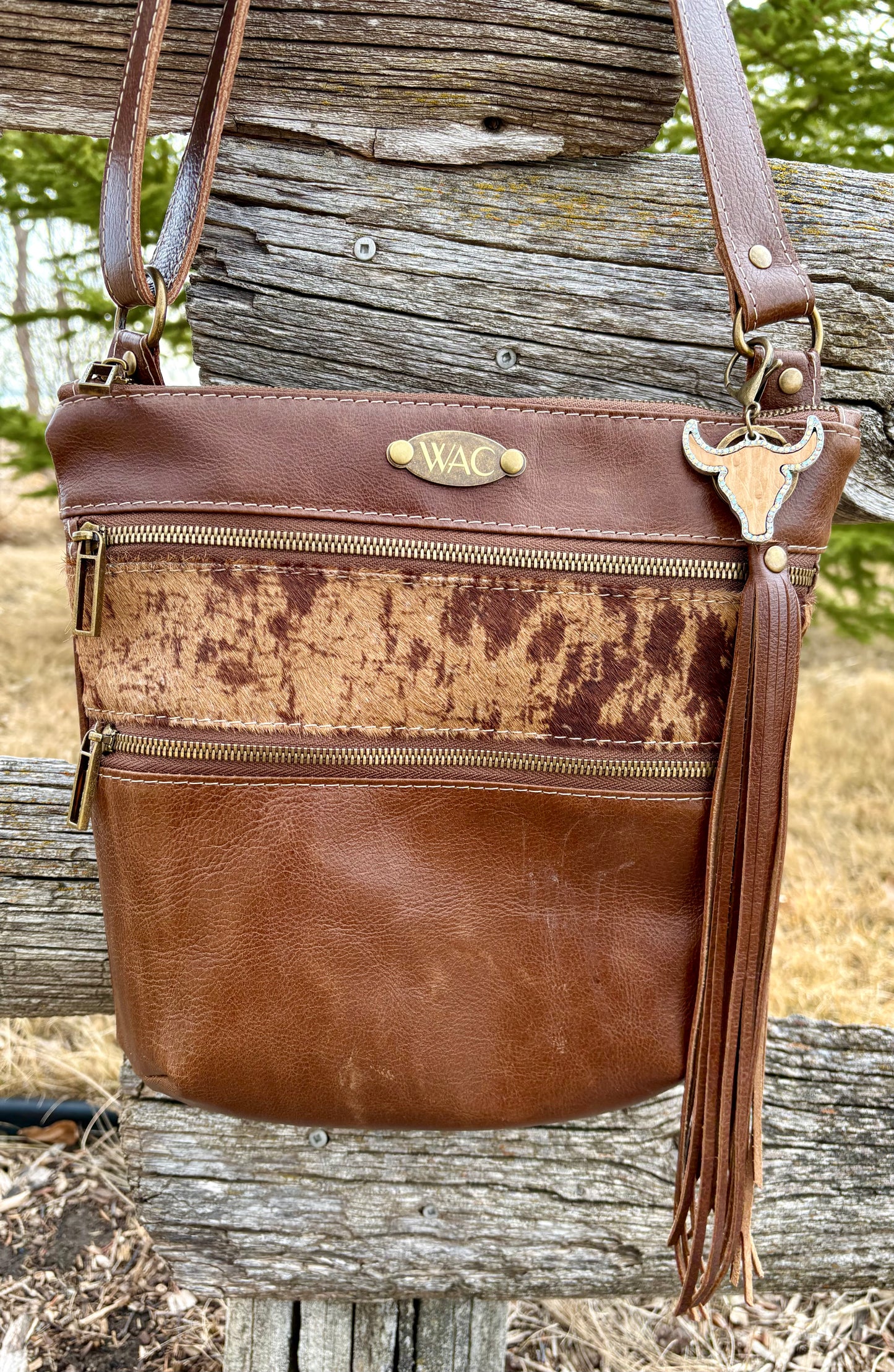 Chestnut Brown And Hair on Hide Crossbody Purse