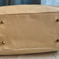 Floral Teal and Tan Leather Barrel Bag