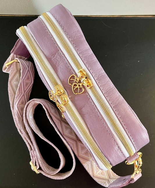 Lavender Leather Crossbody Purse