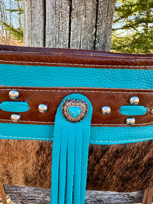 Brindle Hair on Hide Fringe Crossbody Purse