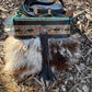 Mongolian Sheepskin Teal Embossed Leather Crossbody Purse