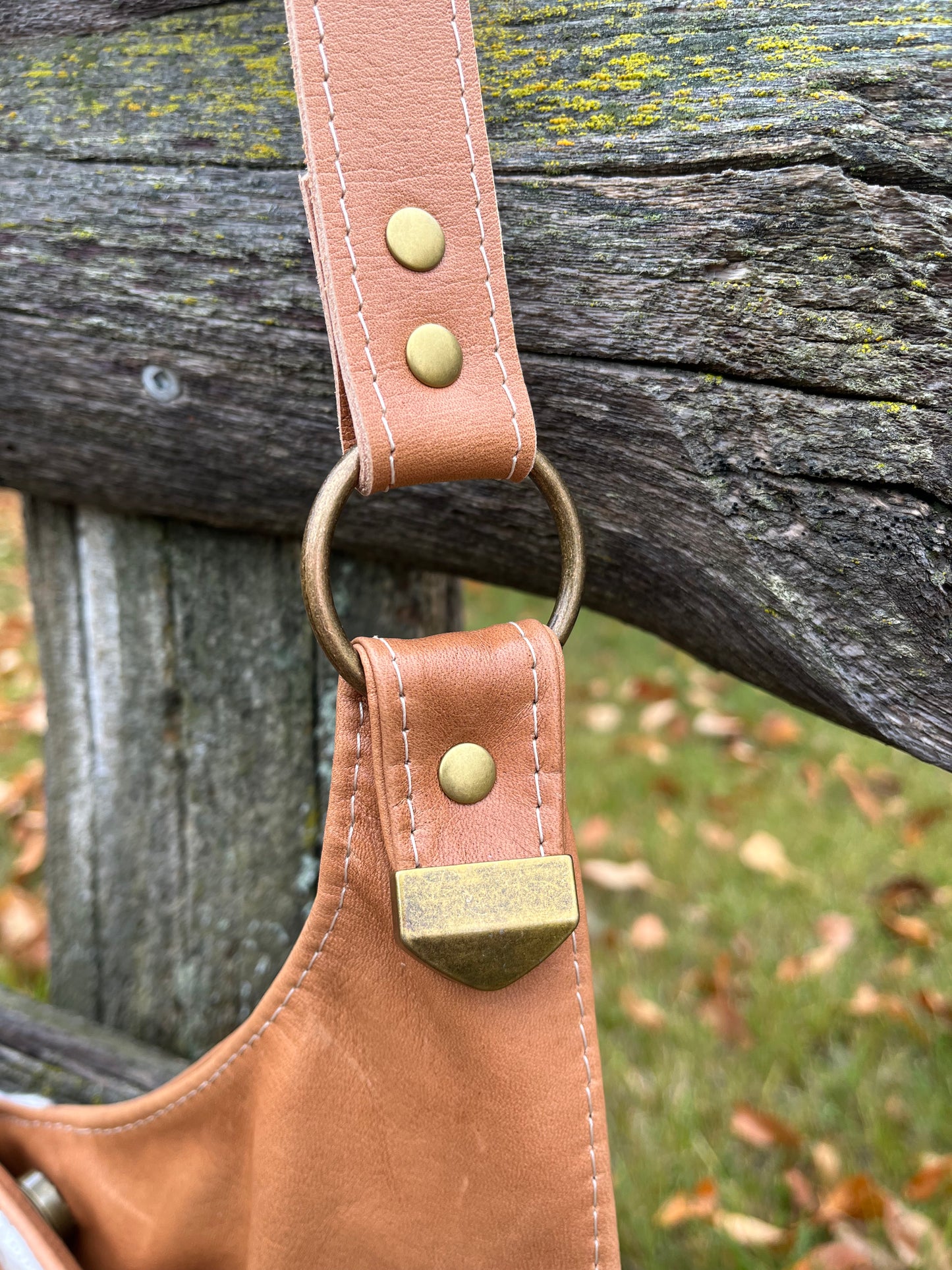 Fringe Chestnut Brown Leather and Wool Crossbody Purse