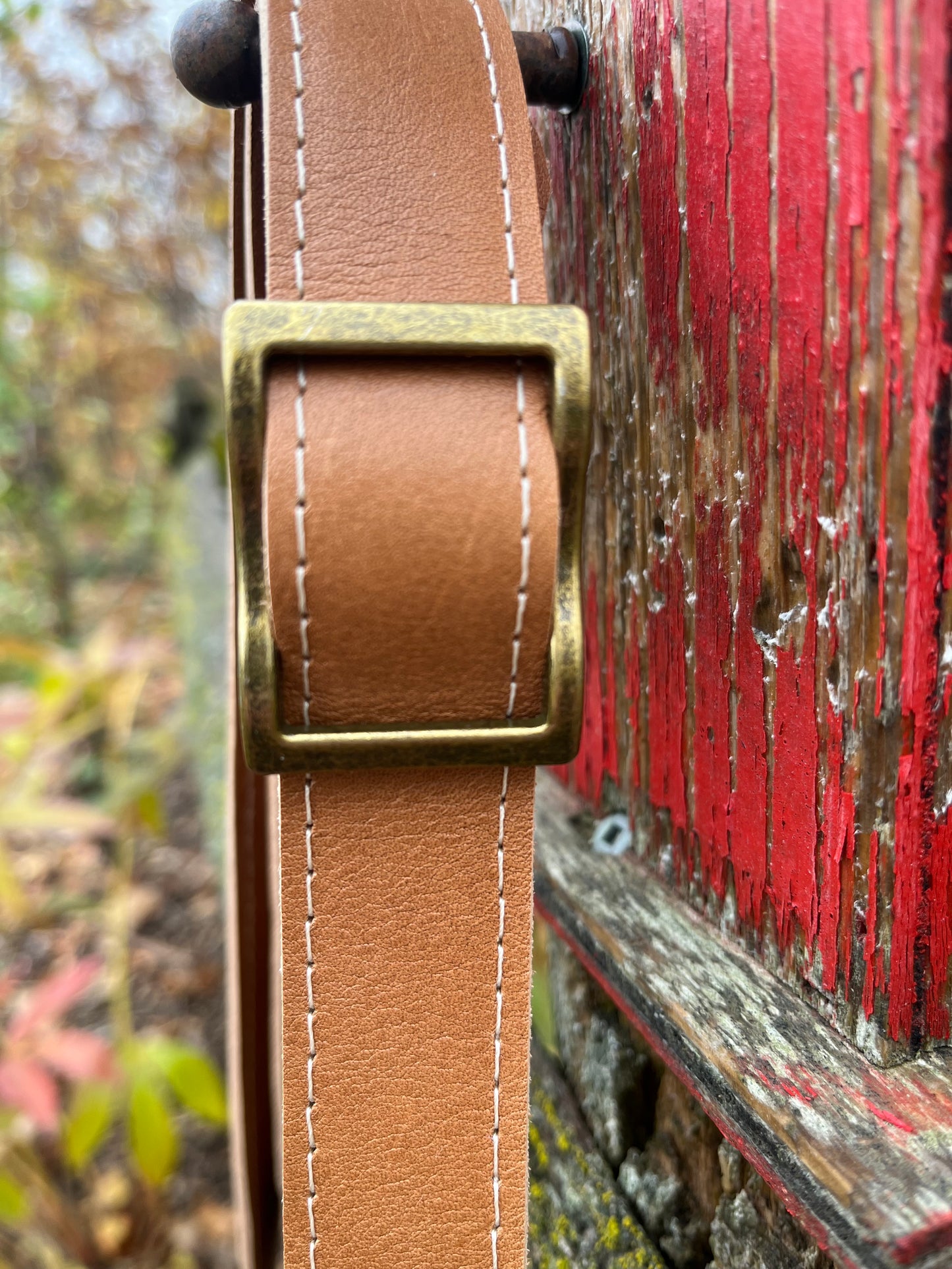 Fringe Chestnut Brown Leather and Wool Crossbody Purse