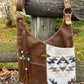 Brown Leather and Wool Crossbody Purse