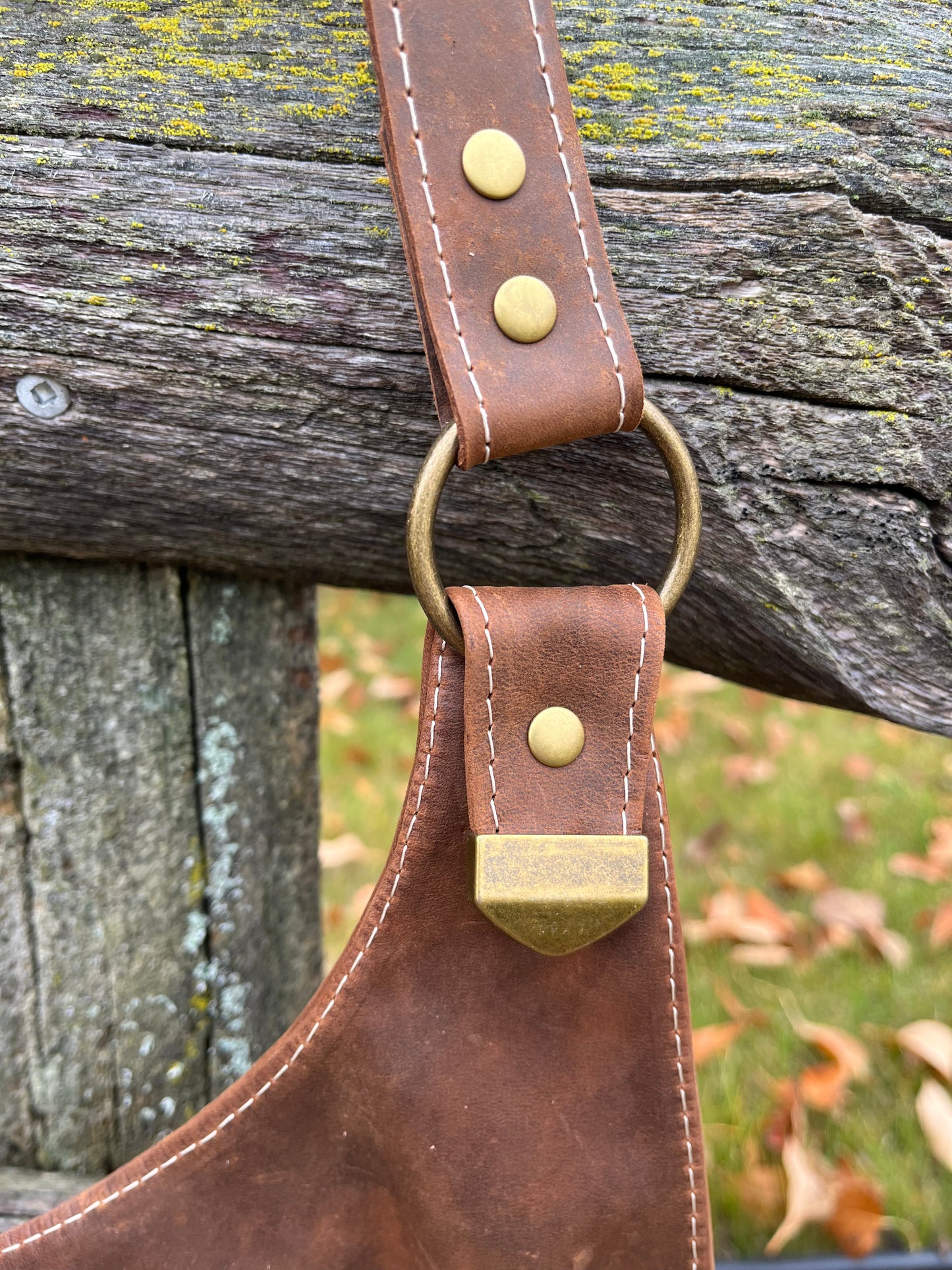 Brown Leather and Wool Crossbody Purse