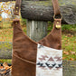 Brown Leather and Wool Crossbody Purse