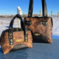 Embossed and Distressed Brown Leather Purse Set