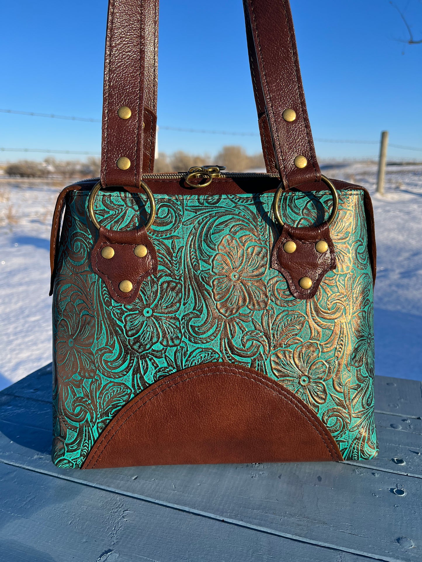 Metallic Floral Large and Small Purse