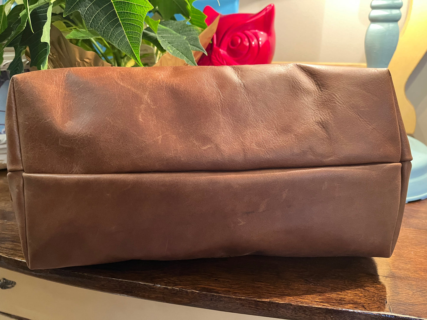 Cream Wool and Leather Toiletry Bag