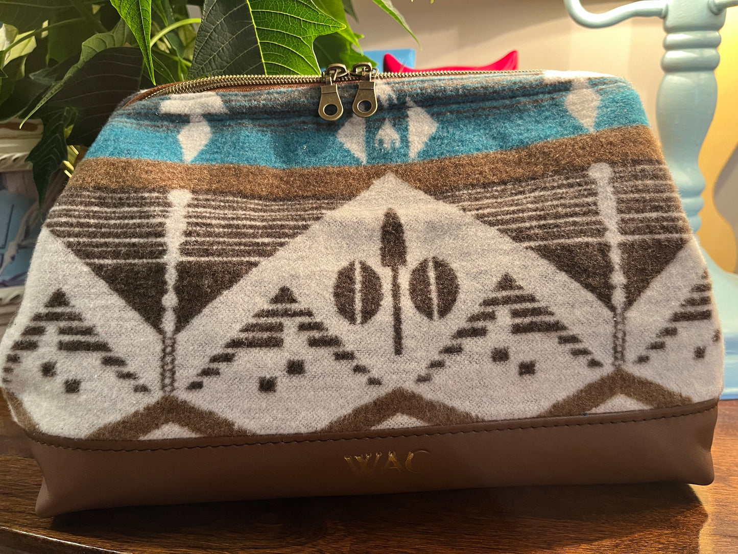 Wool and Leather Toiletry Bag