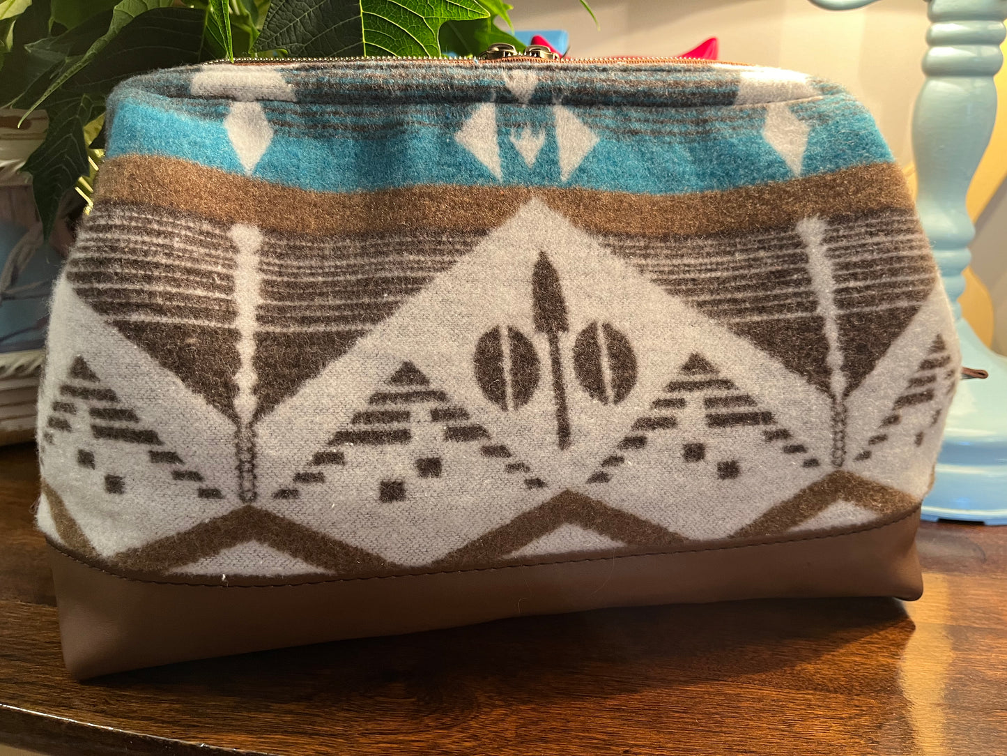 Wool and Leather Toiletry Bag