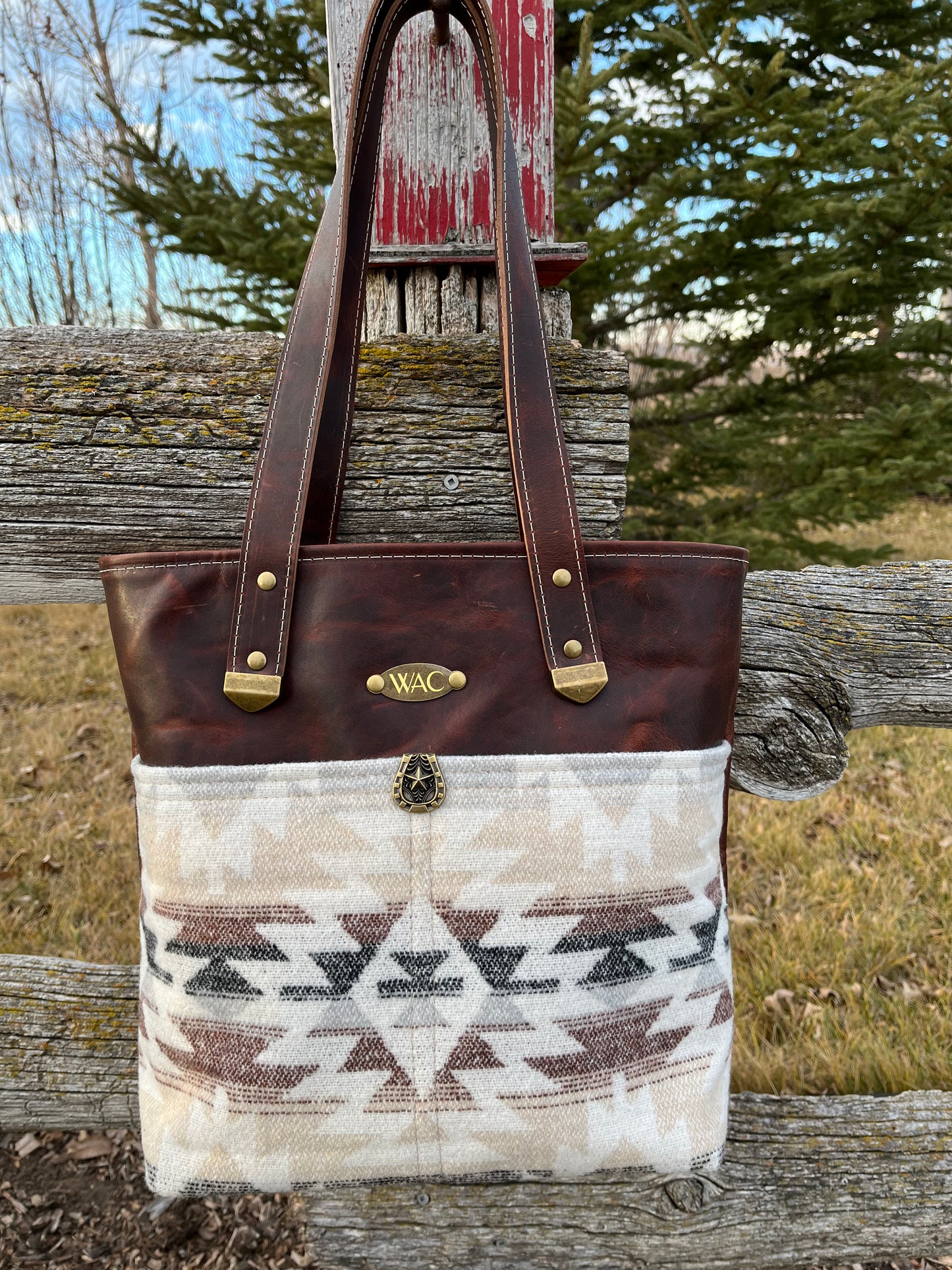 Leather and Wool Tote