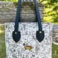 Speckled Black and White Leather Shoulder Bag and Matching Wallet